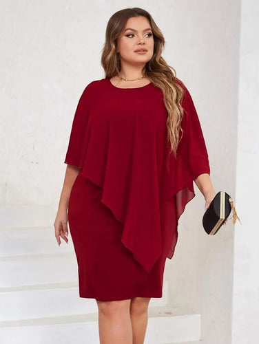 Vestido Fiesta Talla Grande Manga Capa Vg 132