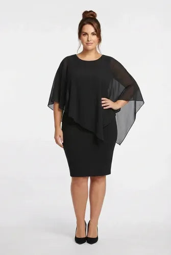 Vestido midi multicolor manga capa evasé talla grande