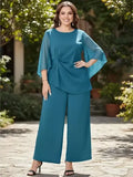 Conjunto Blusón Y Pantalón Entero Talla Grande Vg 218 Azul Verdoso 2xl