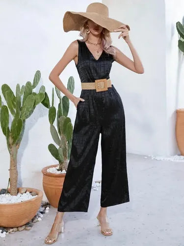 Entero Jumpsuit Mono Negro Con Cinturón El 147 Negro M
