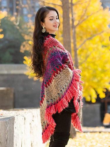 Poncho Tejido Chal De Punto Tapado Mujer
