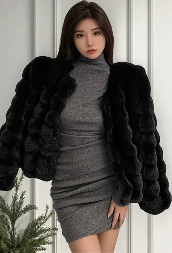 Elegante  Chaqueta Capa Bolero Piel Fiesta Bb 12
