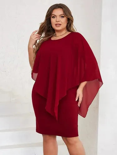 Vestido Fiesta Talla Grande Manga Capa Vg 132