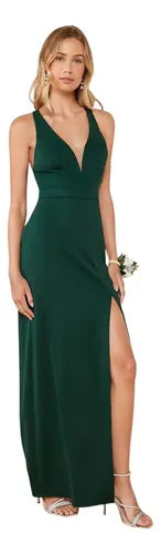 Vestido Largo Fiesta Escote V Mujer Elegante Va 618