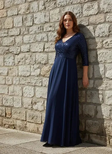 Vestido evasé largo al tobillo talla grande