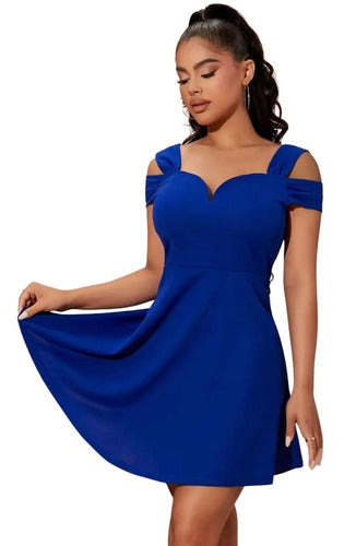 Vestido Acampanado Hombros Descubiertos Fiesta Cóctel Va 564