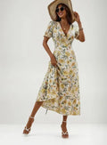 Vestido Gasa Verano Bohemio Con Estampado Floral  Vd 102
