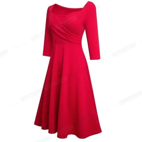 Vestido Retro Oficina Cóctel Formal Acampanado Swing Va 550