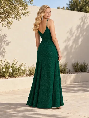 Vestido largo de gala evasé hombros descubiertos
