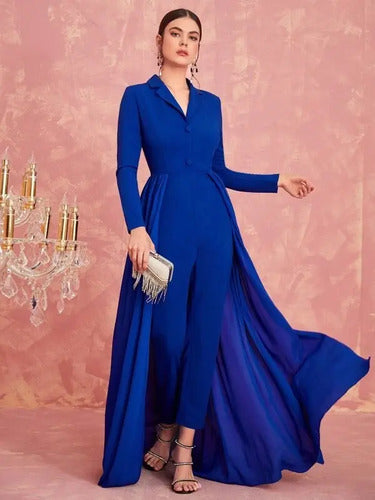Entero Jumpsuit Mono Cuello Con Solapa Faldón El 201