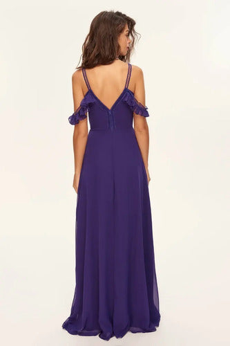 Vestido De Fiesta Graduación Largo Td 19 Violeta Oscuro 38