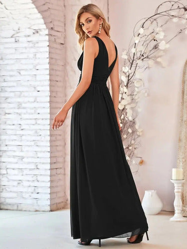 Vestido Fiesta Gasa Escote V Graduación Matrimonio Ep 07