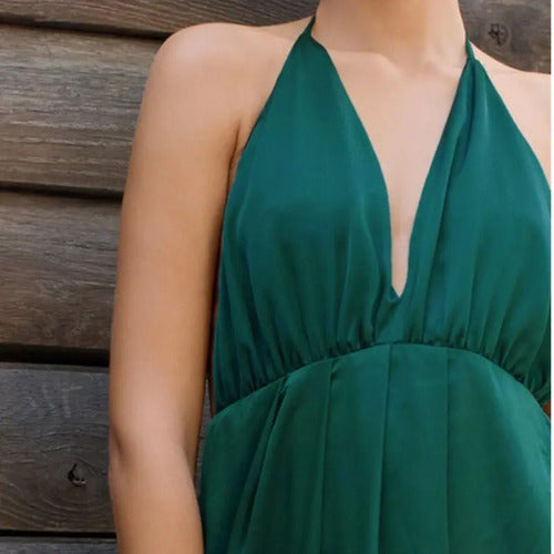 Vestido Maxi Largo Fiesta Burdeo Y Verde Va 376