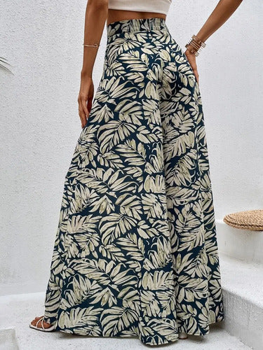 Pantalón Estampado Mujer Cintura Alta Pierna Ancha Pt 10