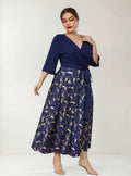 Vestido Escote Cruzado Estampado Talla Grande  Vg 107