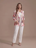 Blazer rosa floral con cuello esmoquin