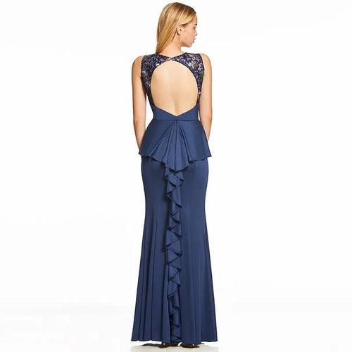 Vestido Fiesta Largo Delgado Ep 203 Azul 6