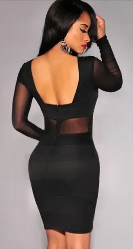 Vestido Negro Ajustado Con Transparencias Vs 09