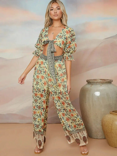 Entero Jumpsuit Mono Fiesta Estampado Floral Calidad El 126