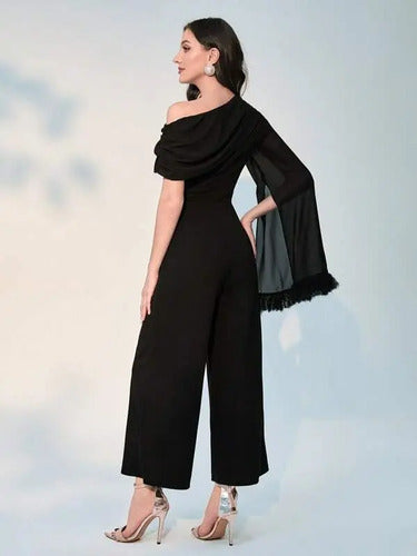 Entero Jumpsuit Mono Negro Fiesta Un Hombro El 82 Negro S