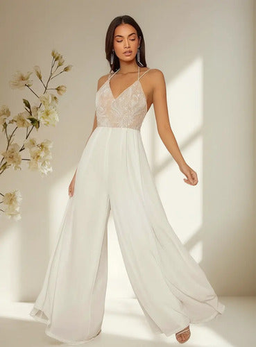 Entero Jumpsuit Mono Fiesta Forrado Novia Espalda El 134