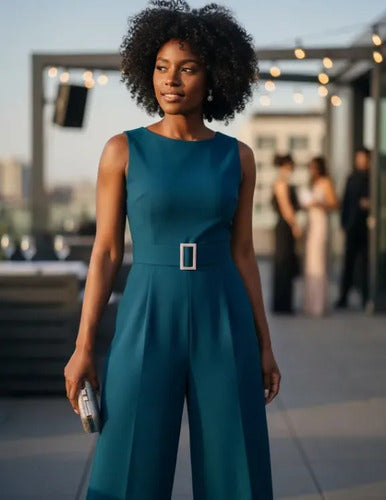 Mono de fiesta azul neblina sin mangas, largo y suave