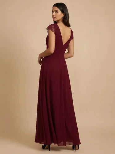 Vestido largo gasa hombros descubiertos