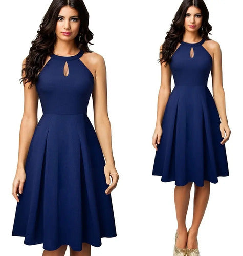 Vestido Corto Delpilar Va 412 Mujer Azul Oscuro