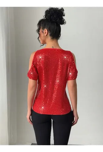 Polera Remera Blusa Mujer Fiesta Lentejuelas Bb 49