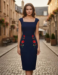 Vestido Negro Azul Bodycon Fiesta   Va 267 Azul L