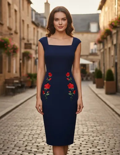 Vestido Negro Azul Bodycon Fiesta   Va 267 Azul L