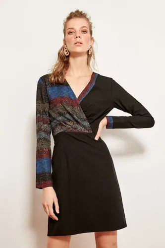 Vestido Negro Manga Larga Td 26 Negro 38