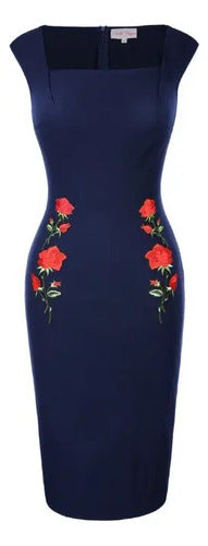 Vestido Negro Azul Bodycon Fiesta   Va 267 Azul L