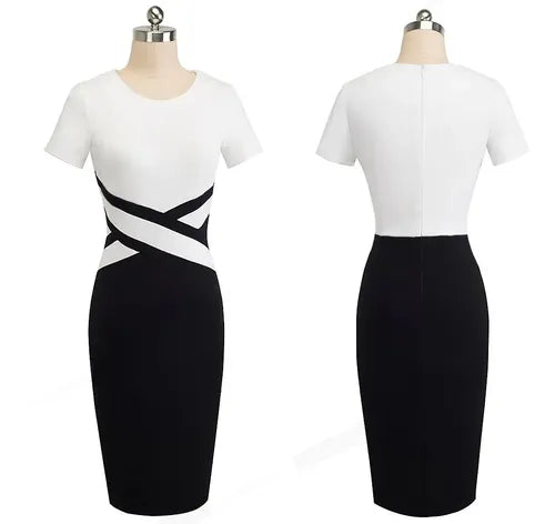 Vestido Formal Oficina Coctel Negro Gris Va 410