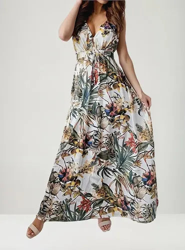 Vestido Largo Bohemio Playa Estampado Floral Verano