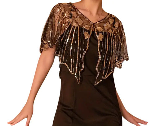 Bolero Fiesta Chal  Lentejuelas Capa De Fiesta Accesorio P03