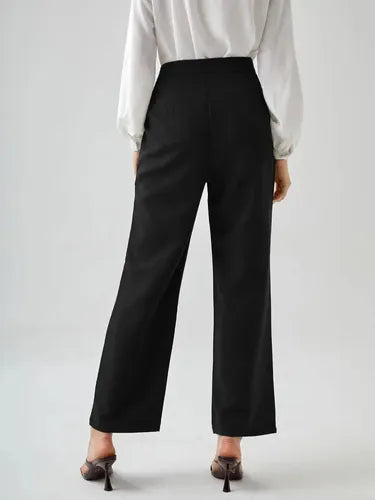 Pantalon Mujer Cintura Alta Pierna Ancha Botones