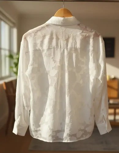 Blusa Elegante Para Mujer Transparencia Bb 60 Blanco M