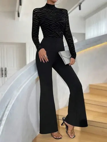 Entero Jumpsuit Mono Fiesta Cuello Alto, Acampanado El 204 Negro S