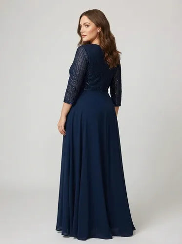 Vestido evasé largo al tobillo talla grande