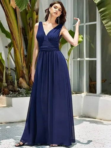 Vestido Fiesta Gasa Escote V Graduación Matrimonio Ep 07