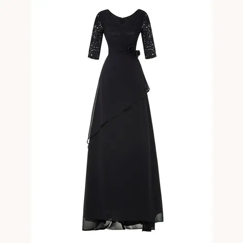 Vestido Fiesta Largo Mangas Ep 232 Negro 10
