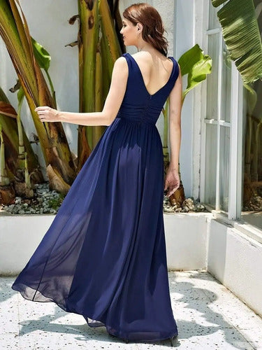 Vestido Fiesta Gasa Escote V Graduación Matrimonio Ep 07