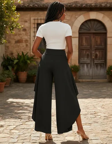 Pantalon Mujer Cintura Alta Pierna Ancha Pt 20 Negro S
