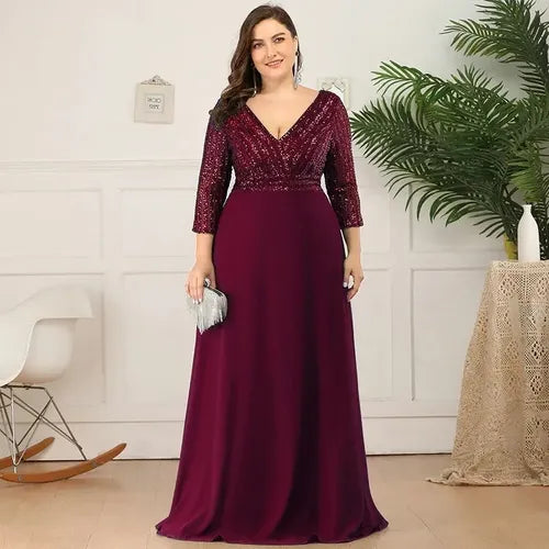 Vestido Fiesta Largo Matrimonio Talla Grande Ep 172