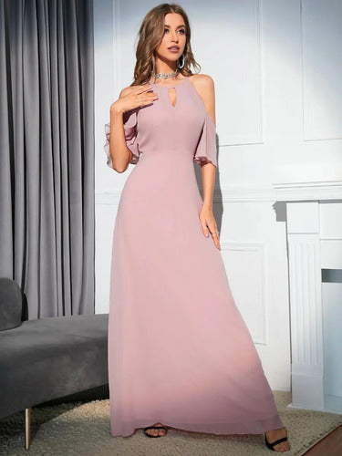 Vestido Fiesta Largo Matrimonio Graduación Gala Ep 420 Rosa M