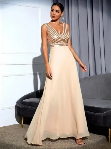 Vestido Fiesta Lentejuelas Gasa  Ep 423