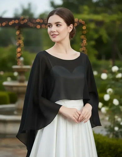 Bolero Capa Novia Gasa Chal Tapado Fiesta Bb 03