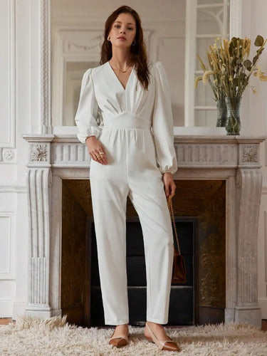 Entero Jumpsuit Mono Fiesta Novia Civil Enterito El 214 Blanco S