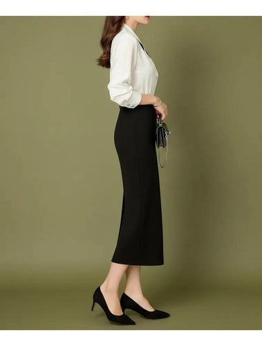 Vestido Conjunto 2 Piezas Blusa Falda Cóctel Hq 21 Blanco Xl